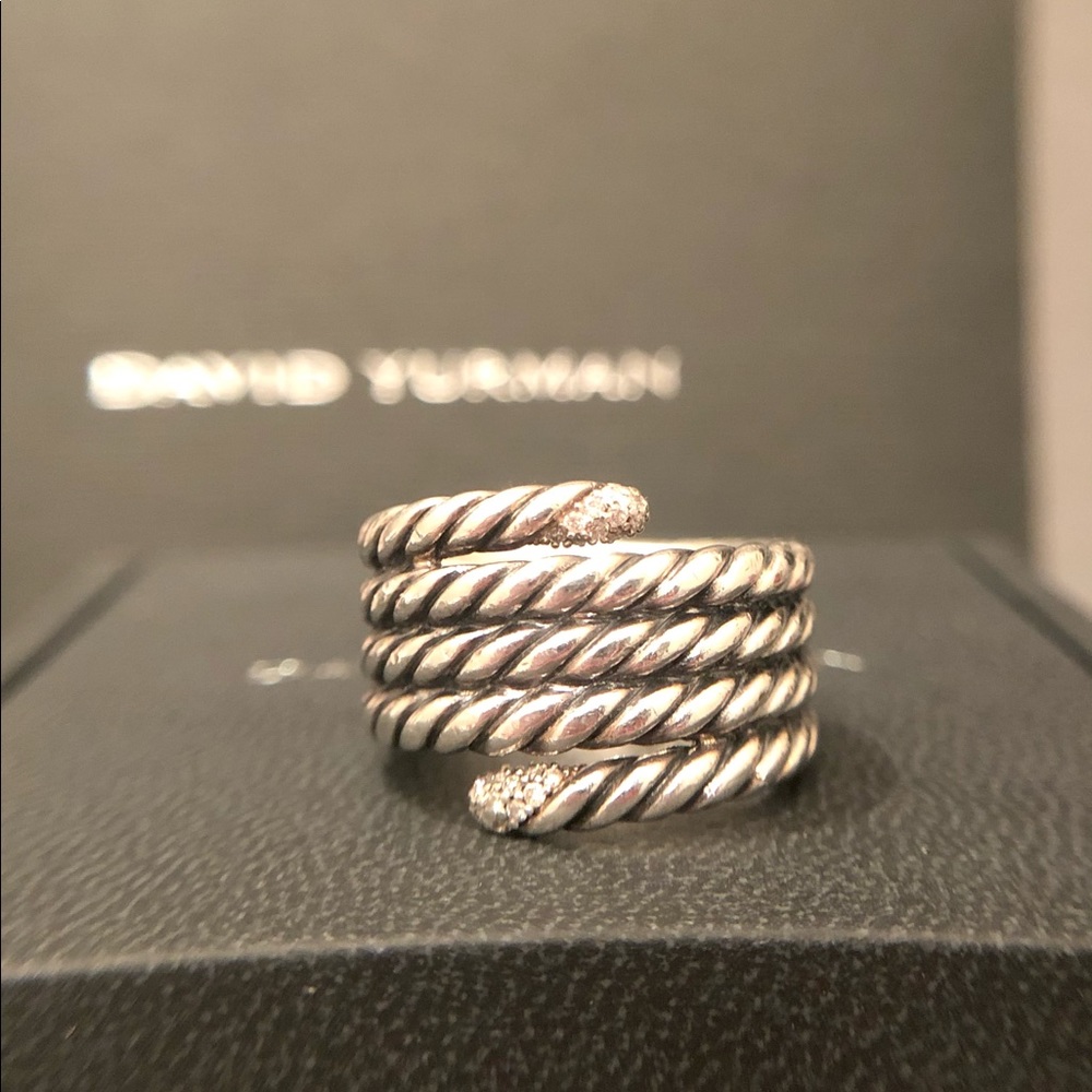 David Yurman Diamond Willow Serpent Ring, 925
